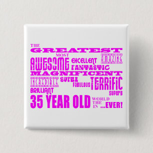 Badge Carré 5 Cm Trentes-cinquième anniversaires plus grand