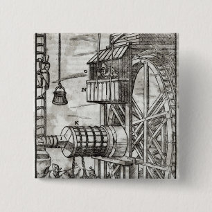 Badge Carré 5 Cm Treuil pour obtenir l'eau d'une mine