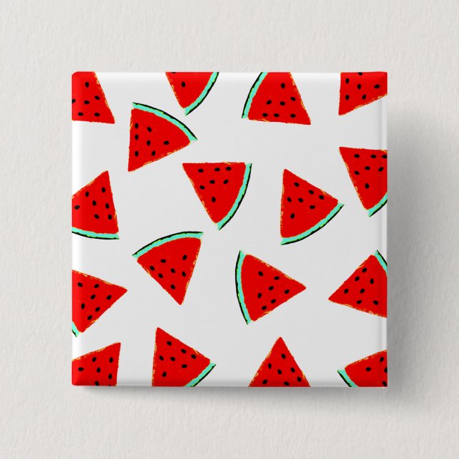 Badge Carré 5 Cm Triangles Motifs de pastèque (Devant)