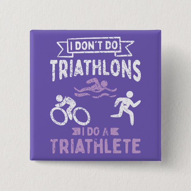 Badge Carré 5 Cm Triathlon Funny (Devant)
