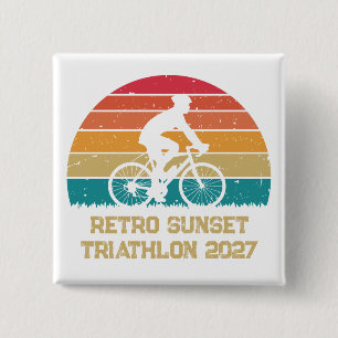 Badge Carré 5 Cm Triathlon personnalisé sur le thème du cyclisme ré