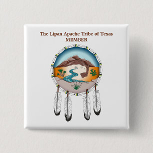 Badge Carré 5 Cm Tribu de Lipan Apache de bouton de carré de membre