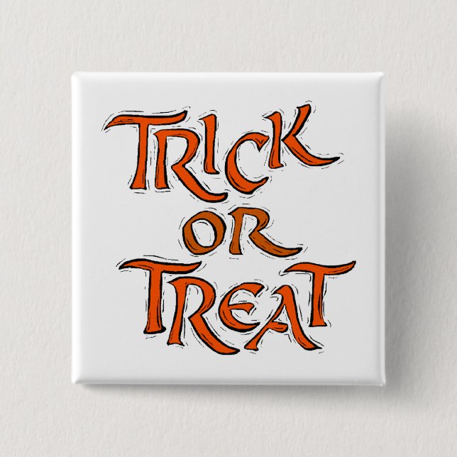 Badge Carré 5 Cm Trick Halloween ou Traiter les mots (Devant)