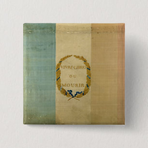 Badge Carré 5 Cm Tricolore avec libre vivant ou Die de la devise '