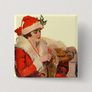 Badge Carré 5 Cm Tricot pour Noël