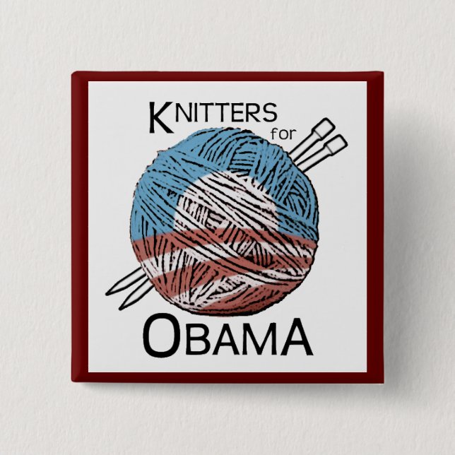 Badge Carré 5 Cm Tricoteuses pour le bouton #3 d'Obama (Devant)