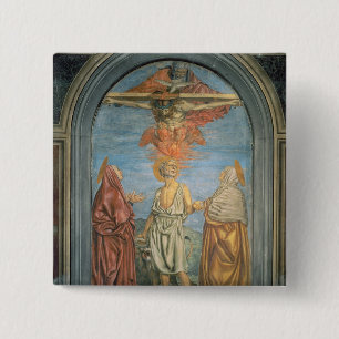 Badge Carré 5 Cm Trinité sainte avec St Jerome (fresque)