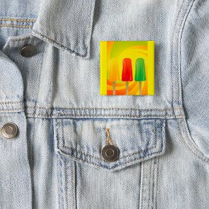 Badge Carré 5 Cm Trio de sucettes glacées d'été Popsicles lumineuse