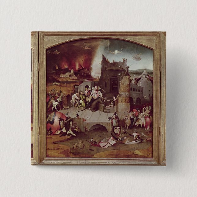 Badge Carré 5 Cm Triptyque de la tentation de St Anthony (Devant)