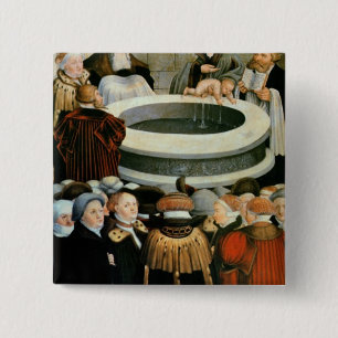 Badge Carré 5 Cm Triptyque, panneau gauche, Philipp Melanchthon