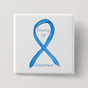 Badge Carré 5 Cm Trisomy 18 Sensibilisation Ruban d'art personnalis