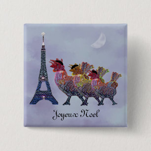 Badge Carré 5 Cm Trois bornes françaises de poules