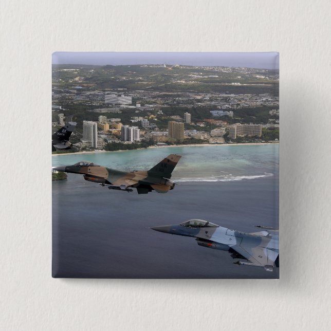 Badge Carré 5 Cm Trois Faucons F-16 volent en formation (Devant)