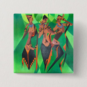 Badge Carré 5 Cm Trois Femmes Noires Traditionnelles Ethniques Dans