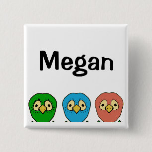 Badge Carré 5 Cm trois oiseaux Megan