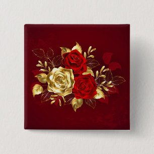 Badge Carré 5 Cm Trois Roses de bijoux