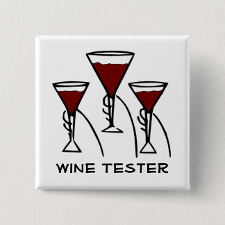 Badge Carré 5 Cm Trois verres de vin dans la bande dessinée de