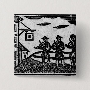 Badge Carré 5 Cm Trois violoneurs, 'des ballades de Roxburghe de