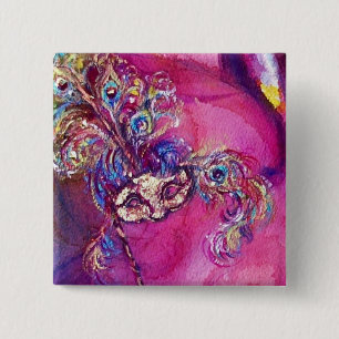 Badge Carré 5 Cm TROISIÈME MASQUE - / Mascarade Mardi Gras vénitien