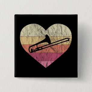 Badge Carré 5 Cm Tromboniste Aime Jouer Trombone