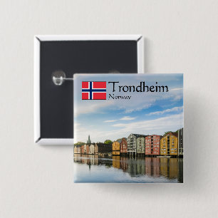 Badge Carré 5 Cm Trondheim Norvège Souvenir