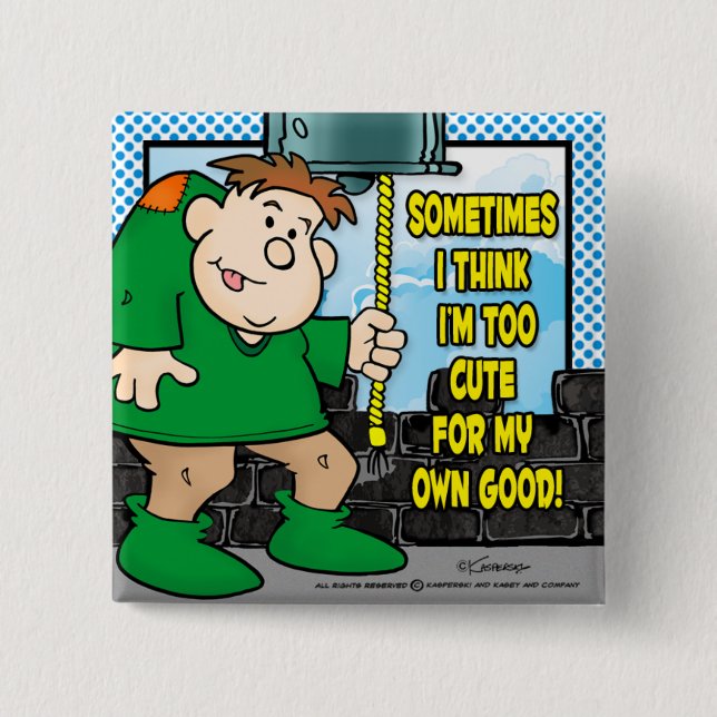 Badge Carré 5 Cm Trop mignon (Devant)