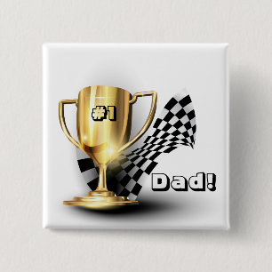 Badge Carré 5 Cm Trophée d'or simple père Fête des pères