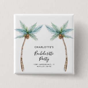 Badge Carré 5 Cm Tropical Palm Trees Enterrement de Vie de Jeune Fi