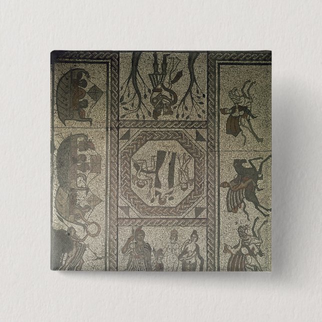 Badge Carré 5 Cm Trottoir de mosaïque de la villa romaine au bas (Devant)