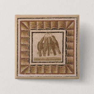 Badge Carré 5 Cm Trottoir dépeignant cinq grives, d'EL-Jem