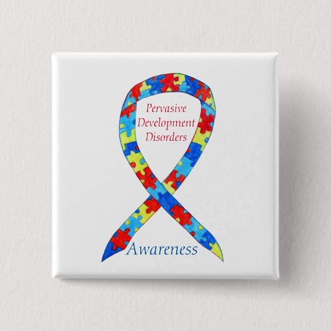 Badge Carré 5 Cm Troubles De Développement Étendus (PDD) Épingles D (Devant)