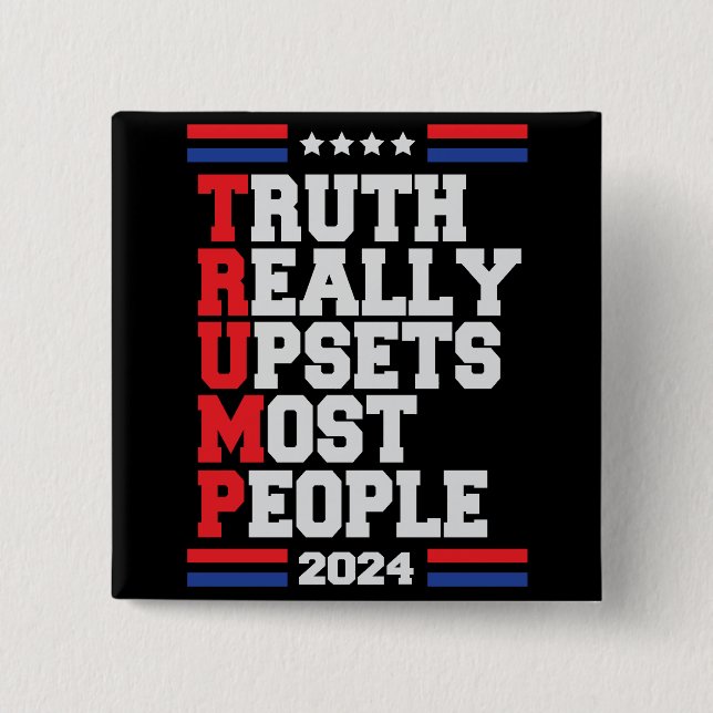 Badge Carré 5 Cm Trump 2024 (Devant)