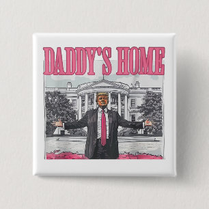 Badge Carré 5 Cm Trump 2024 Election Daddy's Home Pink