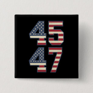 Badge Carré 5 Cm Trump 2024 Président 45 47 Amérique États-Unis Vin