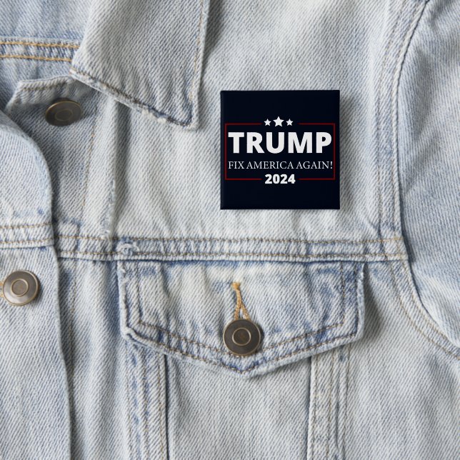 Badge Carré 5 Cm Trump 2024 | Réparer l'Amérique (En situation)