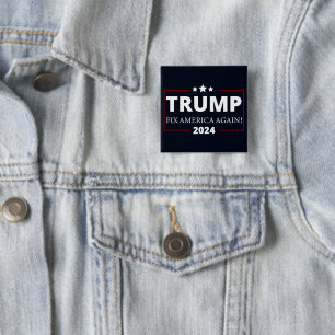Badge Carré 5 Cm Trump 2024   Réparer l'Amérique