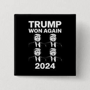Badge Carré 5 Cm Trump a encore gagné Élection 2024 Jour d'investit