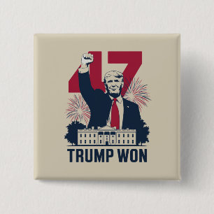 Badge Carré 5 Cm Trump a encore gagné élection 2024 président 47e 