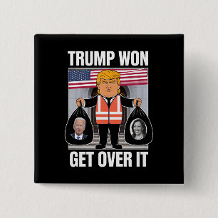Badge Carré 5 Cm Trump a gagné, passez à autre chose, Maga a gagné 