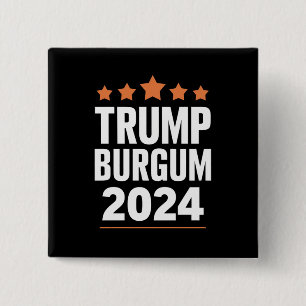 Badge Carré 5 Cm Trump Burgum pour l'élection présidentielle améric