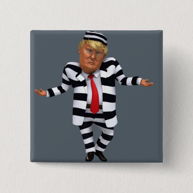 Badge Carré 5 Cm Trump en prison (Devant)