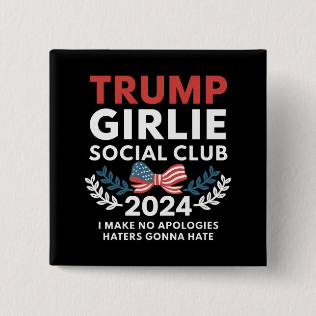 Badge Carré 5 Cm Trump Girlie Coquette Social Club Bow Election (Devant)