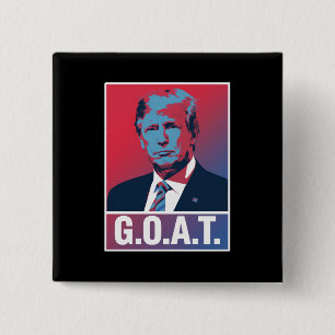 Badge Carré 5 Cm Trump GOAT Élection 2024 Républicain Vintage