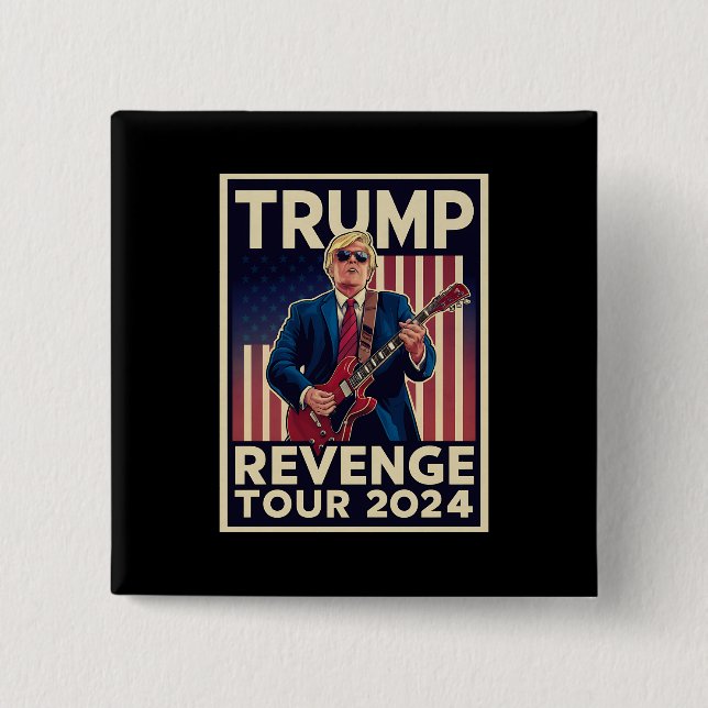 Badge Carré 5 Cm Trump Revenge Tour 2024 Élections politiques 2024 (Devant)