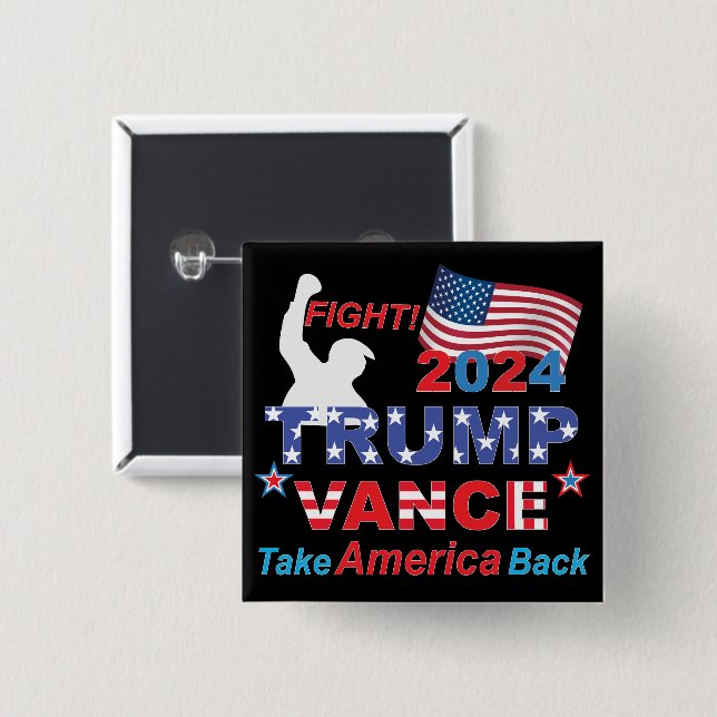 BADGE CARRÉ 5 CM TRUMP VANCE 2024 (Devant & derrière)
