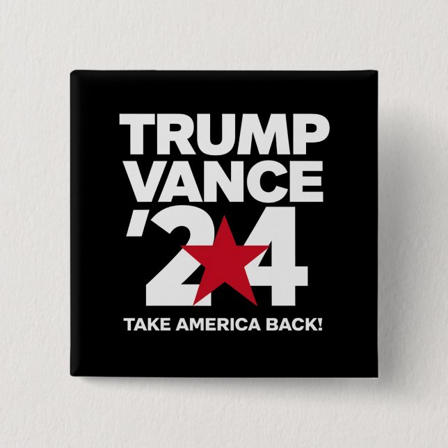 Badge Carré 5 Cm Trump Vance 2024 Vote Élection Trump 2024 (Devant)