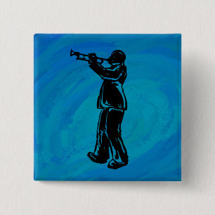 Badge Carré 5 Cm Trumpet bleu New York Boogie Nuits