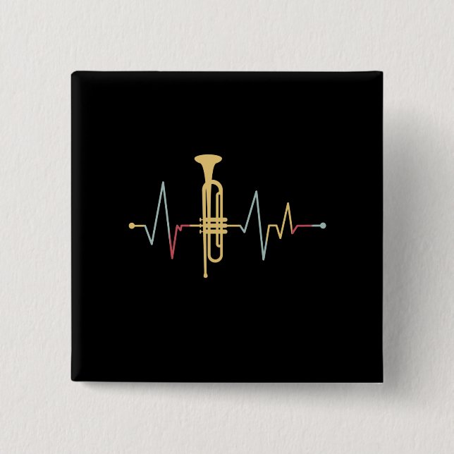 Badge Carré 5 Cm Trumpet Hearbeat (Devant)