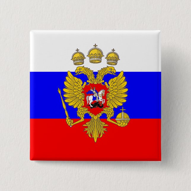 Badge Carré 5 Cm Tsar de Muscovia, drapeau de la Russie (Devant)