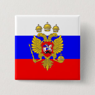 Badge Carré 5 Cm Tsar de Muscovia, drapeau de la Russie